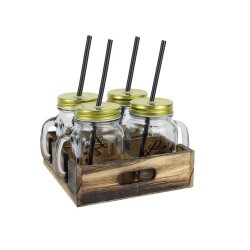 MASON JAR ET SUPPORT BOIS