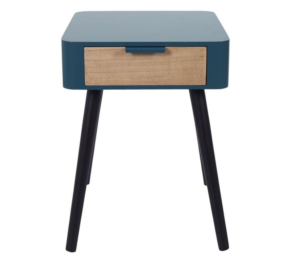 CHEVET 1 TIROIR EN BOIS BLEU CANARD