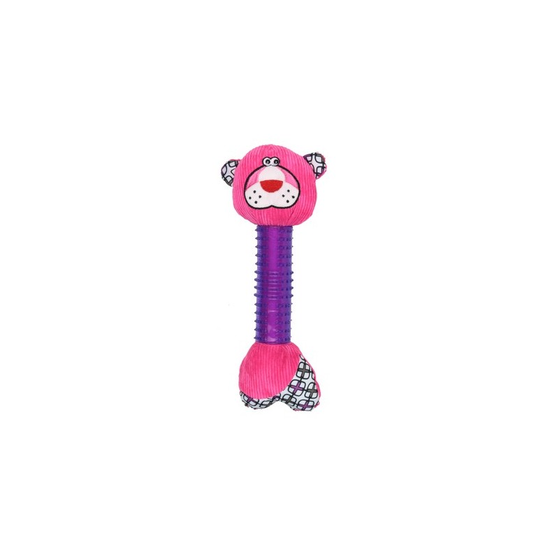 PELUCHE CHIEN ROSE COU EN PLASTIQUE M12