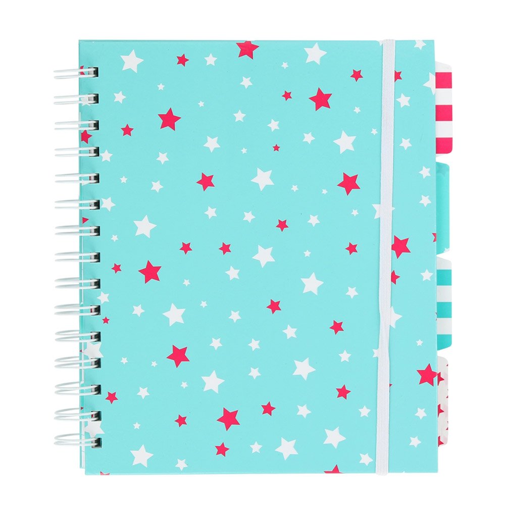 CARNET À SPIRALE A5 BLEU 100 PAGES LIGNÉES ONGLETS REPOSITIONNABLES