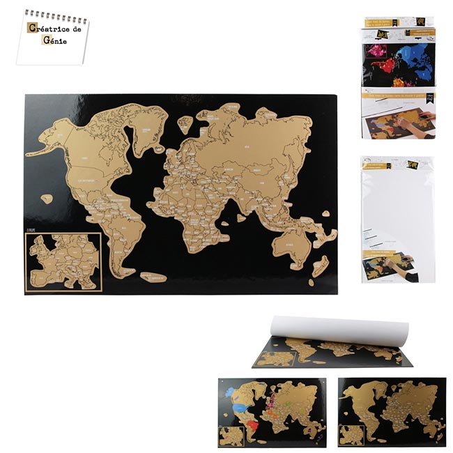 SOUS-MAIN CARTE DU MONDE À GRATTER