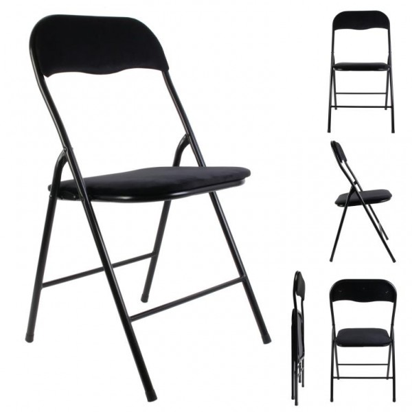 CHAISE PLIABLE VELOURS NOIR