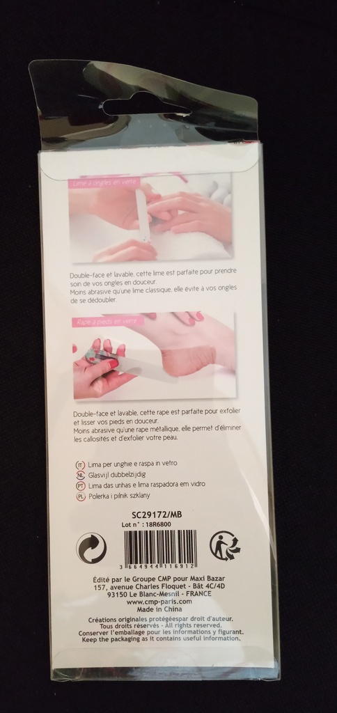 Set lime à ongles et râpe en verre