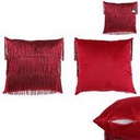 COUSSIN VELOURS FRANGES ROUGE