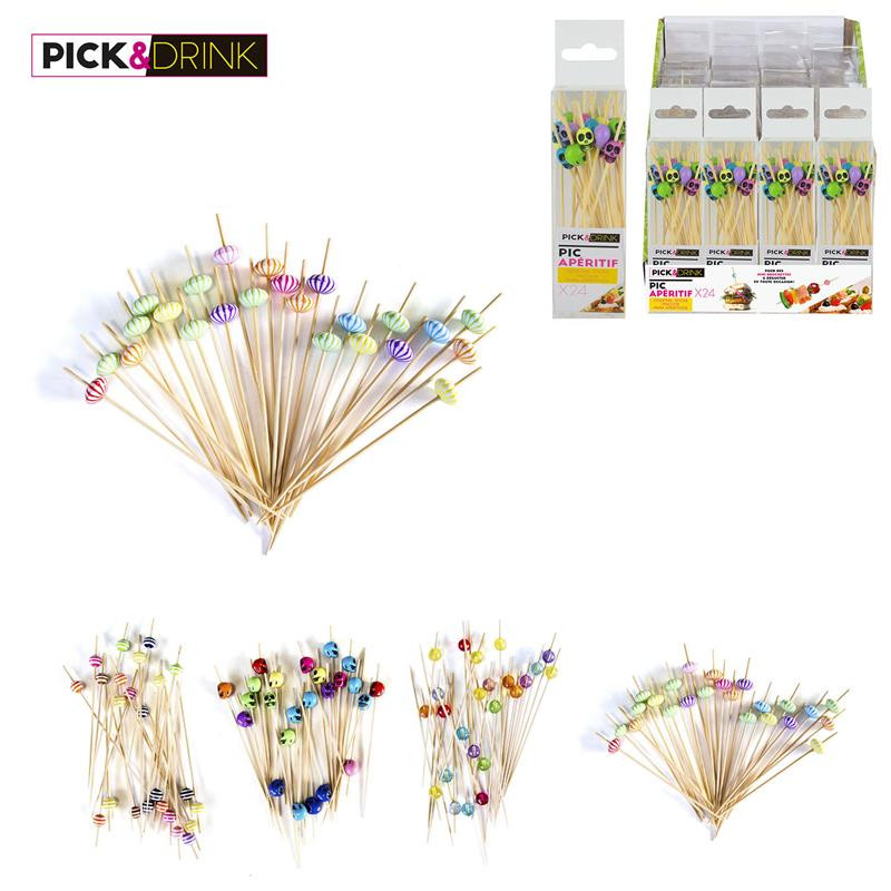 Piques apéritif Cook Concept pique apéro déco perle et bois 12cm