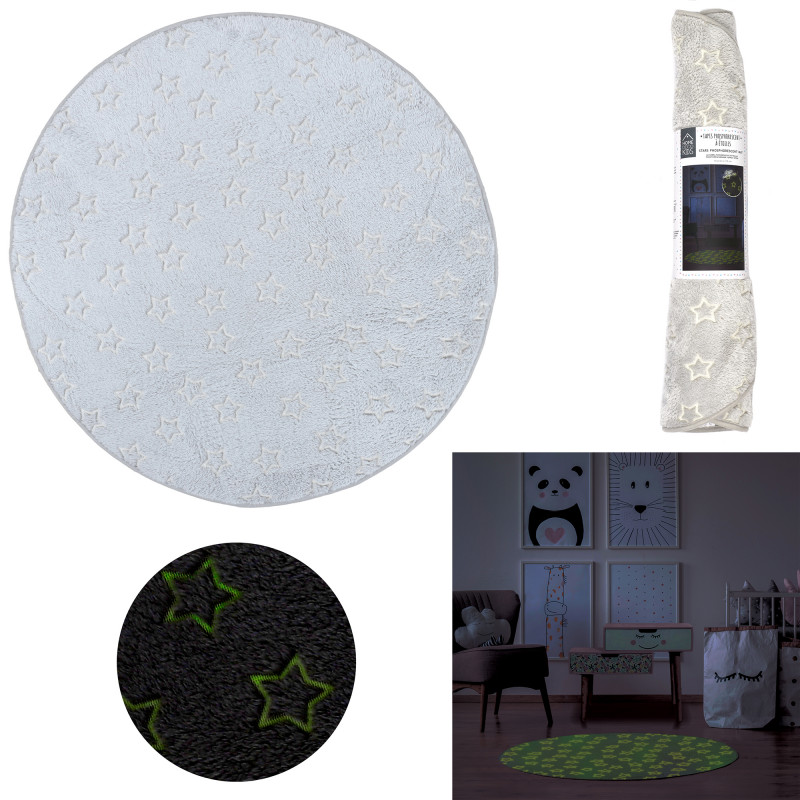 TAPIS PHOSPHORESCENT ETOILE GRIS 70CM