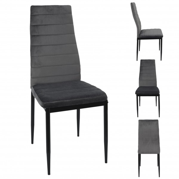 CHAISE VICTOR VELOURS GRIS