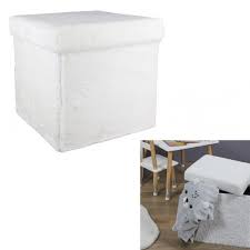 POUF PLIABLE IMITATION FOURRURE BLANC
