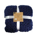PLAID TRICOT GROSSE MAILLE CHUNKY BLEU