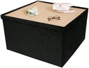 COFFRE POUF PLIABLE TABLE VELOURS NOIR 76X76CM A1/M1