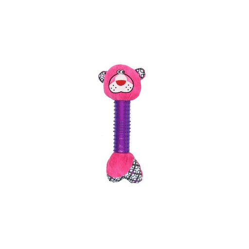 PELUCHE CHIEN ROSE COU EN PLASTIQUE M12