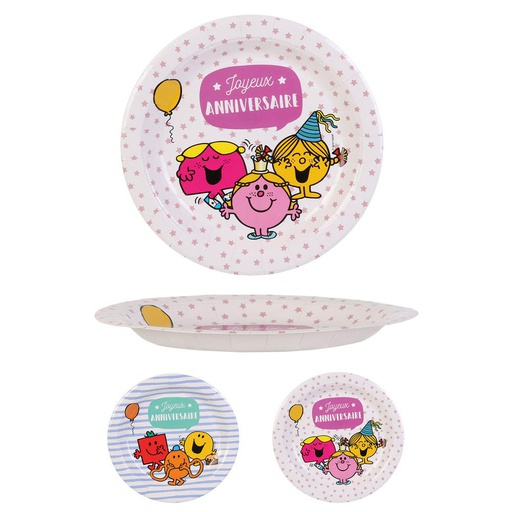 6 ASSIETTES ANNIVERSAIRE EN CARTON MONSIEUR MADAME