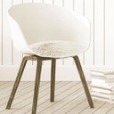 Galette de chaise imitation fourrure écru - diam 38 cm