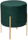 Tabouret Velours Vert et Pied en métal D 34 x H 40 cm