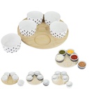 PLANCHE BOIS ET 5 COUPELLES