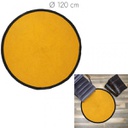 TAPIS ROND COTON MOUTARD BORD NOIR