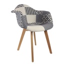 FAUTEUIL PATCHWORK NOIR BLANC LEASON